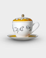 Beijing Circus Bone China Coffee Cup Set with Lid