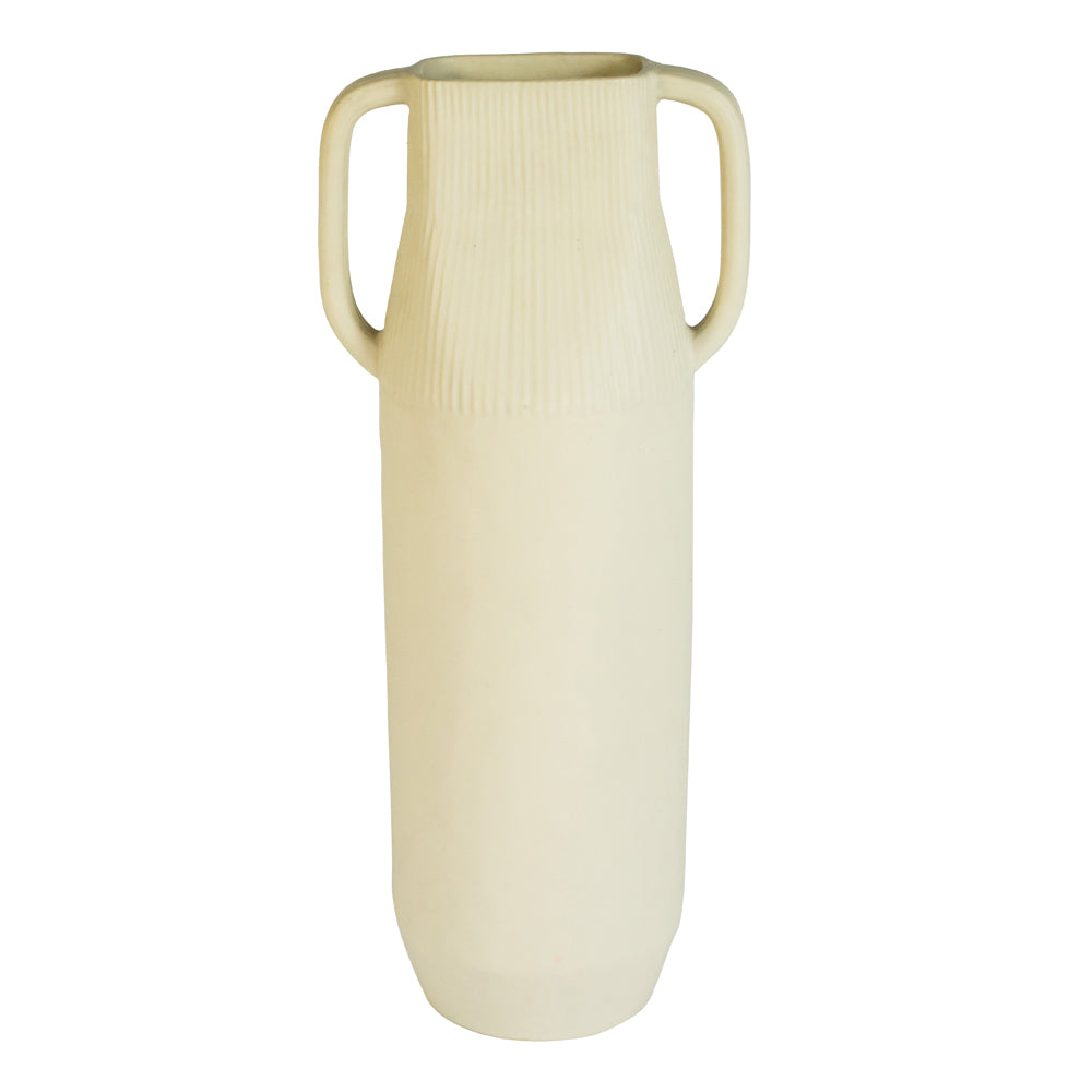 Epoch Ivory Large Handmade Stoneware Vase with Handle