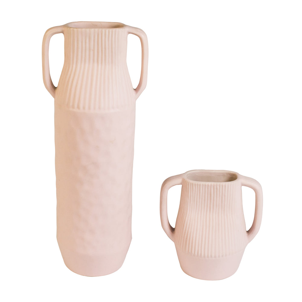 Epoch Pink Small Handmade Stoneware Vase with Handle