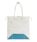 Large White Origami Bag with Blue Bottom