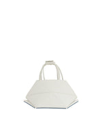 Small White Origami Bag with Blue Bottom