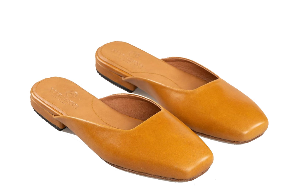 Flat Leather Shoes Tan