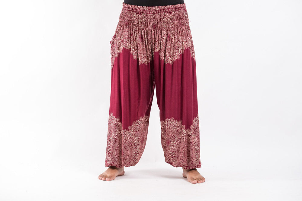 Plus Size Floral Mandalas Red Yoga Harem Pants