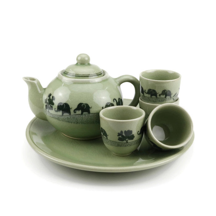 Elephant Painted Handmade Tea Set