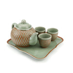 Orange Diamond Handmade Tea Set
