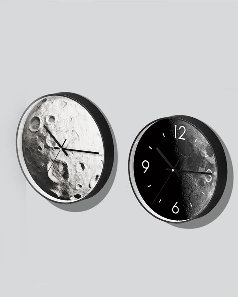 Grey Moon Art Wall Clock
