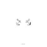 Anchor White Gold Plated Silver Stud Earrings