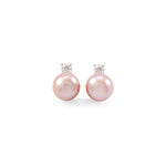 Diamond Pink Gold Pearl Earrings