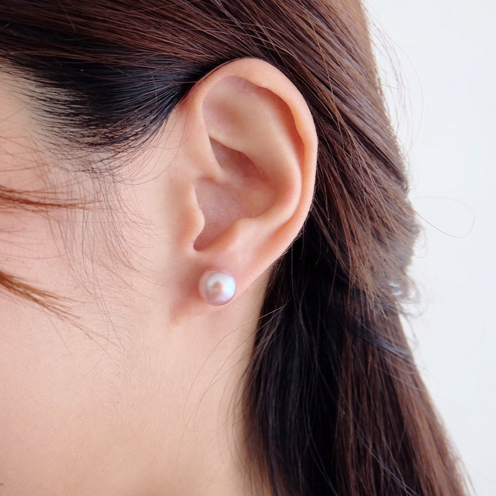 Single Lavender Pearl Stud Earrings