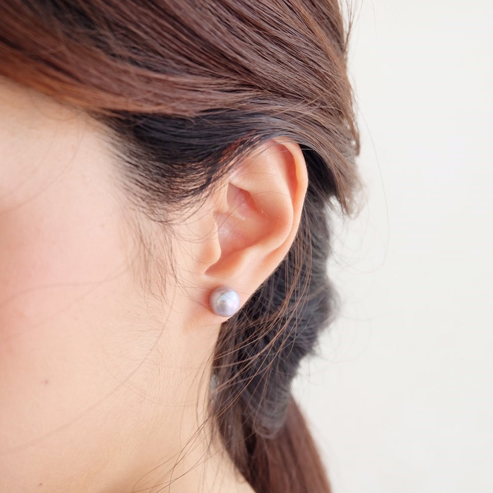 Single Little Grey Pearl Stud Earrings