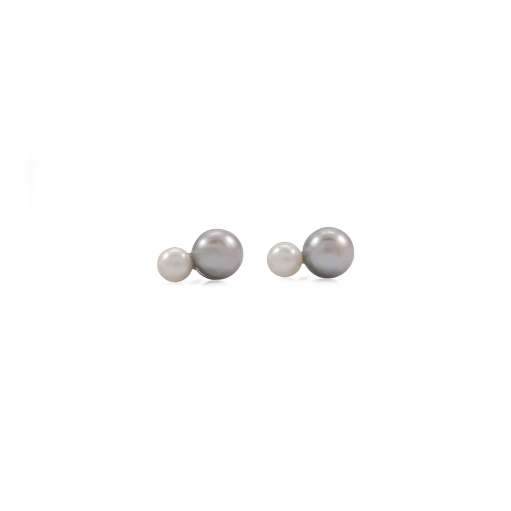 Mini Double Little Grey Pearl Earrings