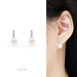 Skinny Tiny Diamond Pearl Earrings
