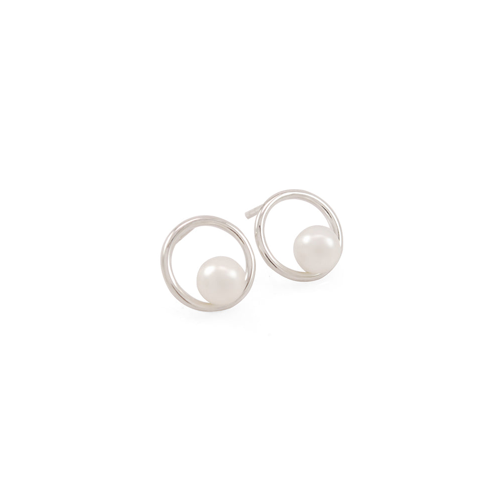 Saturn Pearl Stud Earrings