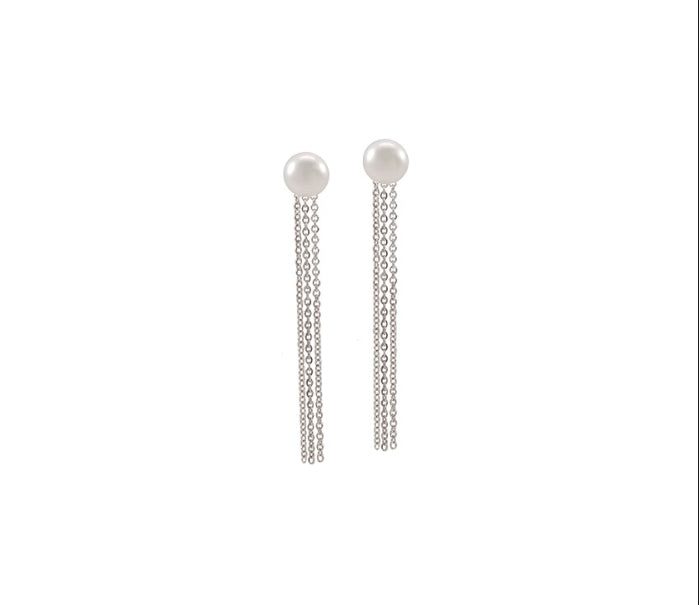 Pearl Triple Chain Earrings