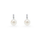 Tiny Diamond Pearl Earrings