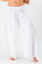White Cotton Loose Fit Palazzo Yoga Pants