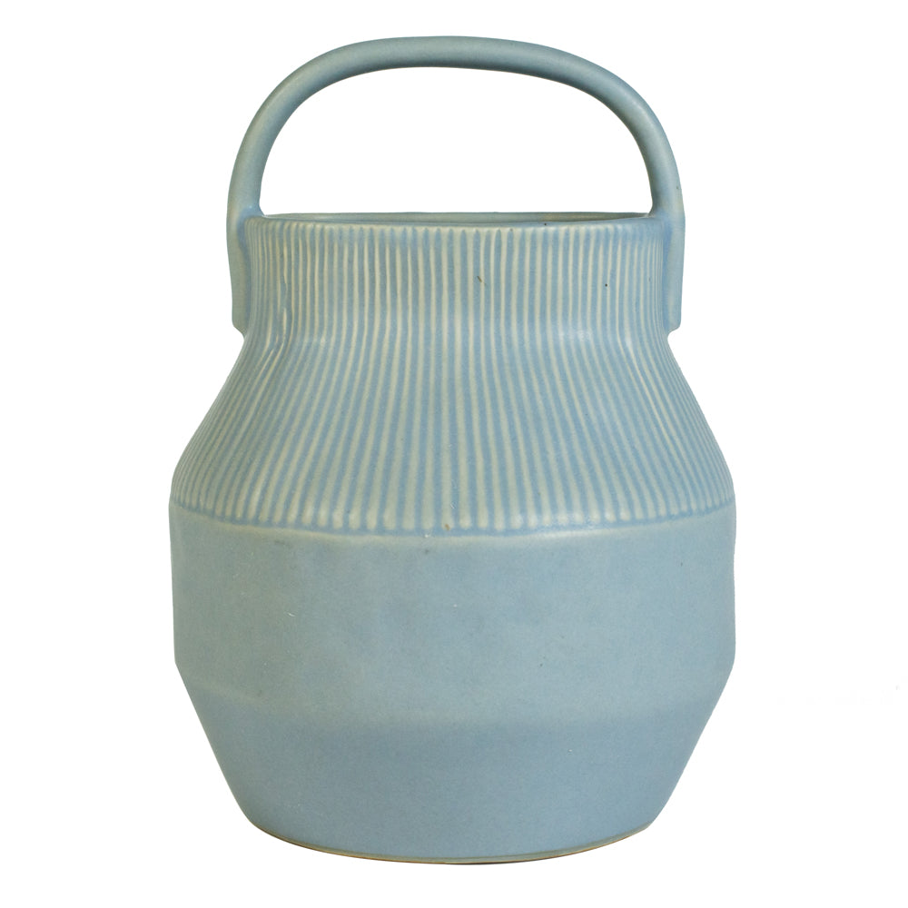 Epoch Grey Handmade Stoneware Basket Vase