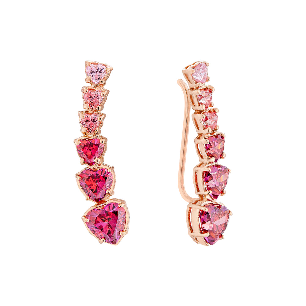 Rose Gold Plated Silver Earrings with Swarovski Hearts