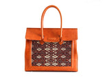 Women's Esquire Brown Leather Tote Bag with Pattern