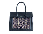Women's Esquire Blue Leather Tote Bag with Pattern