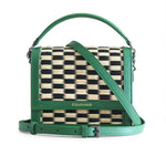 Green Black Chess Water Sedge and Leather Mini Handbag