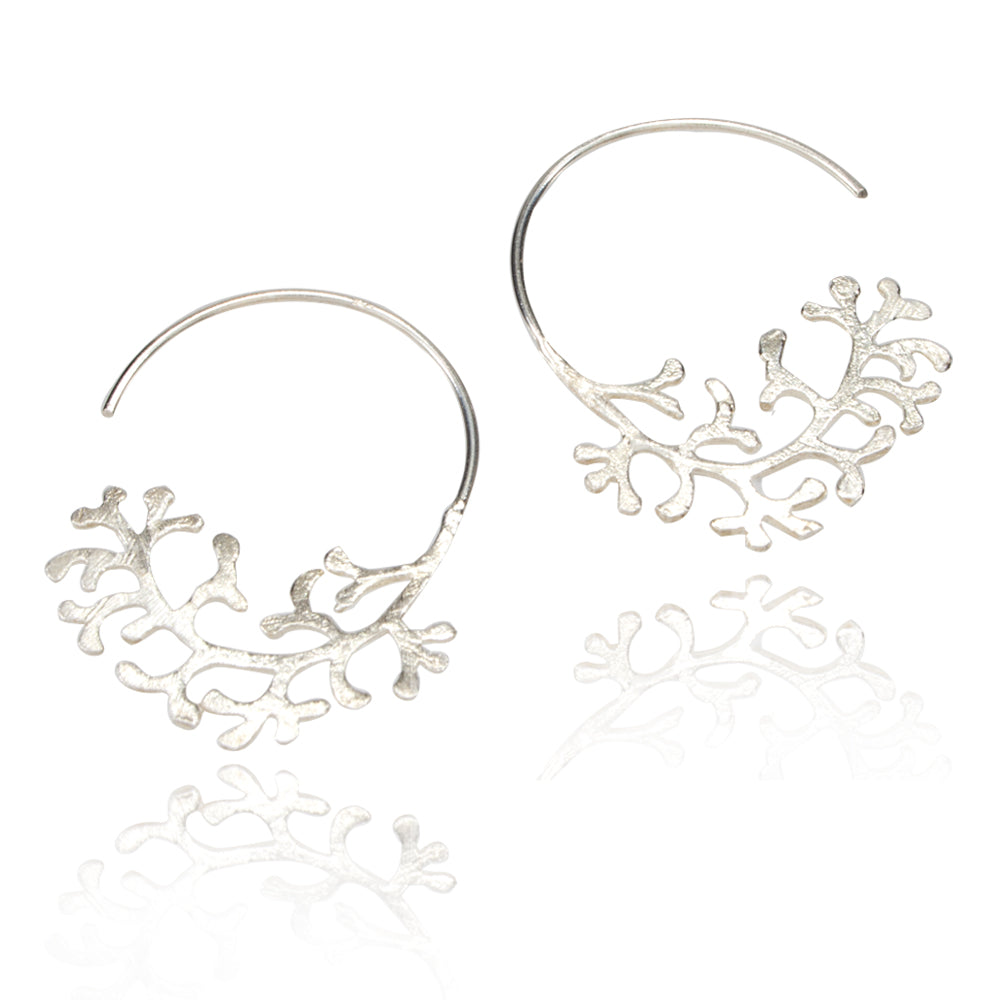 Filigree Coral Pattern Silver Earrings