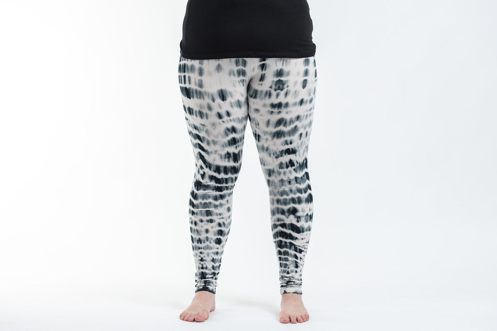 Plus Size Melting Stripes Gray Tie Dye Rayon Yoga Pants Leggings