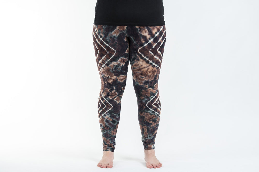 Plus Size Tan Diamond Tie Dye Rayon Yoga Pants Leggings – azneo