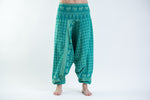 Women's Turquoise Yoga Pants with Hill Tribe Elephants
