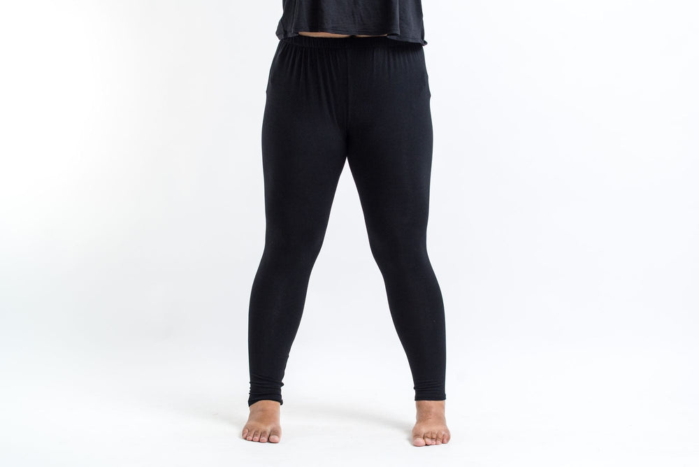 Plus Size Black Rayon Yoga Pants Leggings