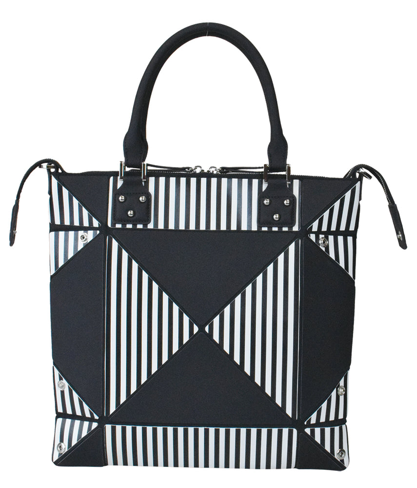 Small Black Striped Transforming Handbag