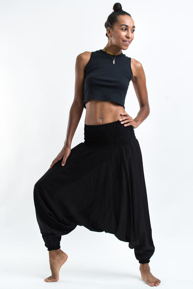 Women's Black 2-in-1 Convertible Jumpsuit Yoga Pants