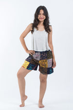 Women's Ripped Patchwork Navy Cotton Shorts