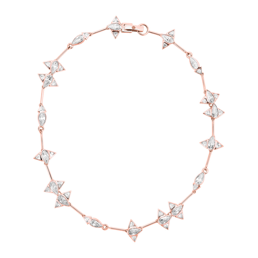 Rose Gold Plated Silver Choker Necklace with Zirconia