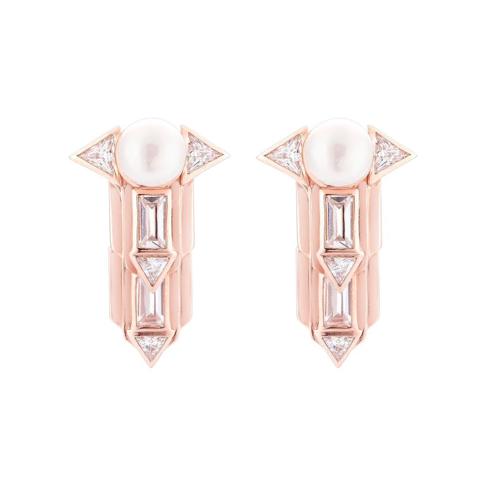 Babylon Rose Gold Plated Silver Earrings with Pearl