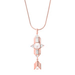 Babylon Rose Gold Plated Long Silver Necklace with Pearl