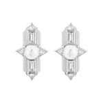 Babylon White Gold Plated Silver Earrings with Pearl