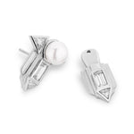 Babylon White Gold Plated Silver Earrings with Pearl