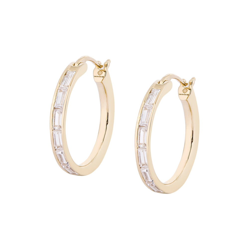 Waree Gold Plated Silver Hoop Earrings with Zirconia