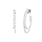Waree White Gold Plated Double Hoop Silver Earrings