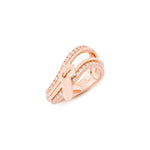 Rose Gold Plated Silver Zip Ring with Cubic Zirconia