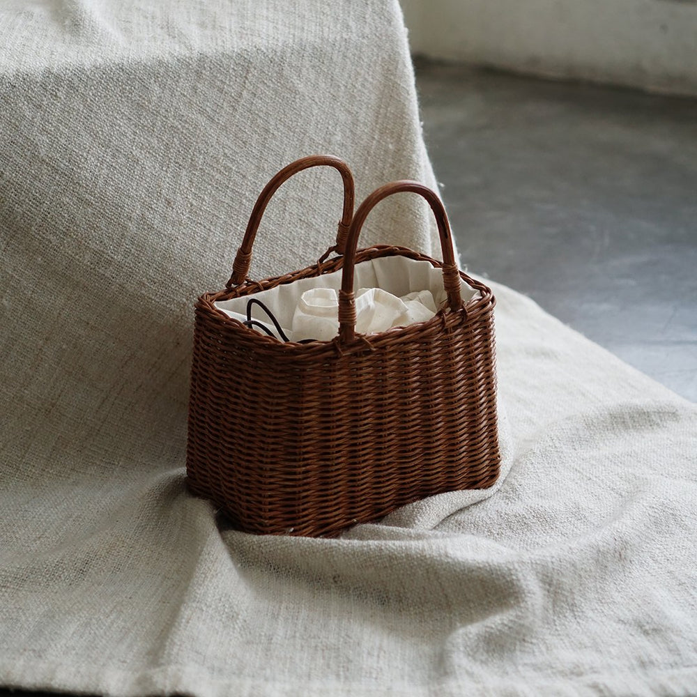 Brown Basket Rattan Satchel Bag