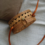 Handmade Full Braided Bali Bow Clip Closure Rattan Bag