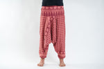 Women's Red Yoga Pants with Hill Tribe Elephants