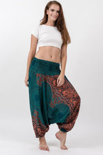 Women's Geometric Turquoise Mandala Jumpsuit Yoga Pants