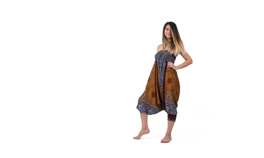 Women's Geometric Bronze Mandala Jumpsuit Yoga Pants