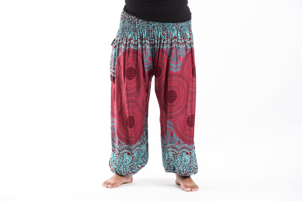 Plus Size Geometric Mandalas Red Yoga Harem Pants