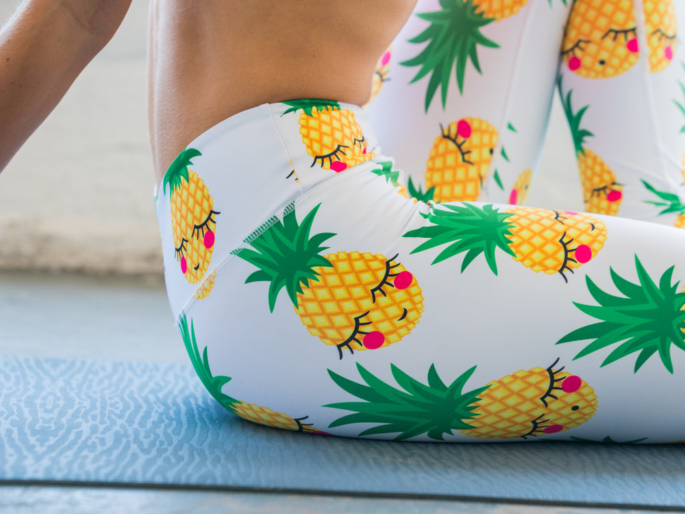 High Waisted Yoga Pants with Pineapple Pattern