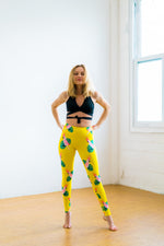 Flexi Lexi Fitness High Waist Yoga Pants Yellow Parrots