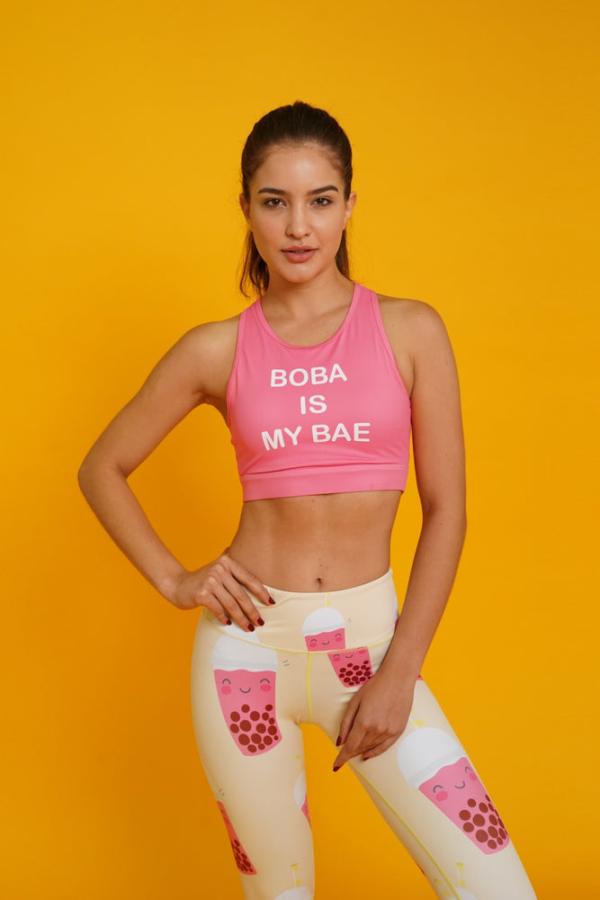 Flexi Lexi Fitness BOBA is My BAE Sleeveless Yoga Crop Top with Removable Pads